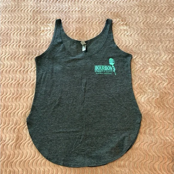 Bourbon Street Bar Myrtle Beach Tourist Charcoal Tank Top Teal Flattering Fit - Picture 3 of 5